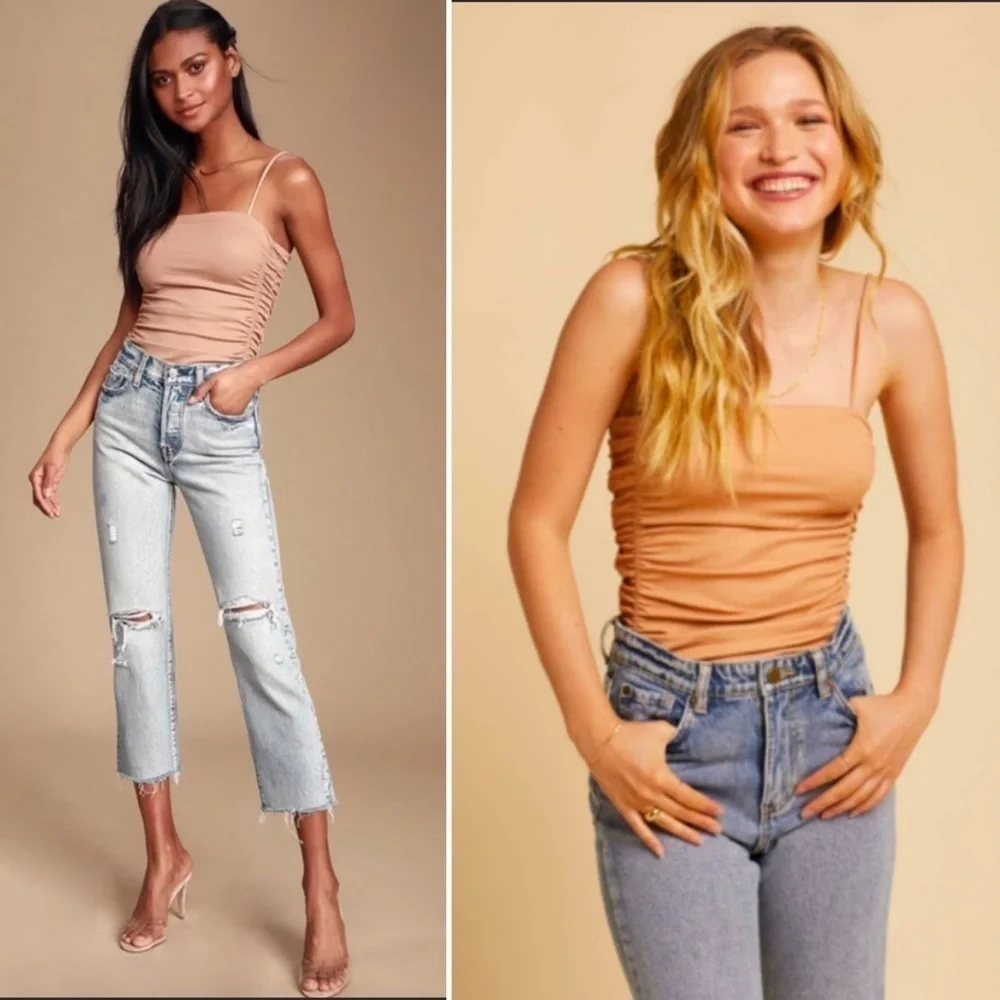 Free People On Your Side Nude tan Bodysuit Size Small